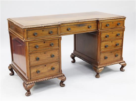 An early 20th century mahogany pedestal desk, W.4ft 6in.